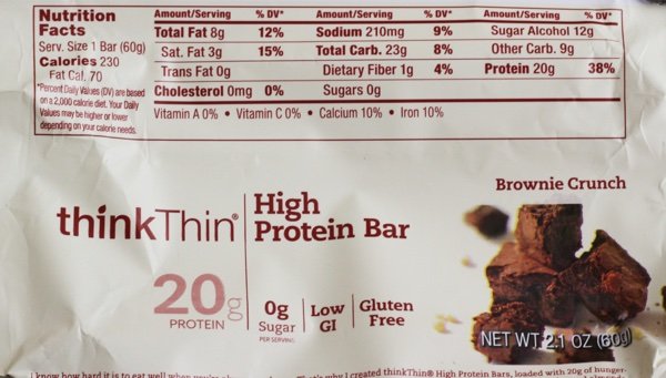 Think Thin Protein Bars Nutrition Label Trovoadasonhos